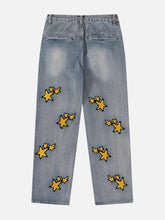 Jeans mit beflockten Sternen